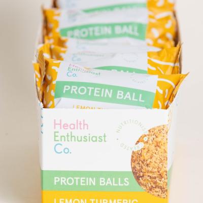 Lemon Turmeric Protein Balls Individually Wrapped 12x40g