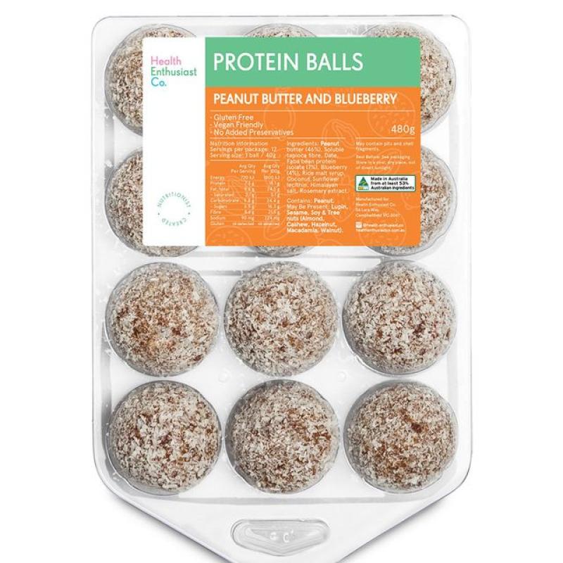 Peanut Butter Blueberry Protein Balls Unwrapped 12x40g