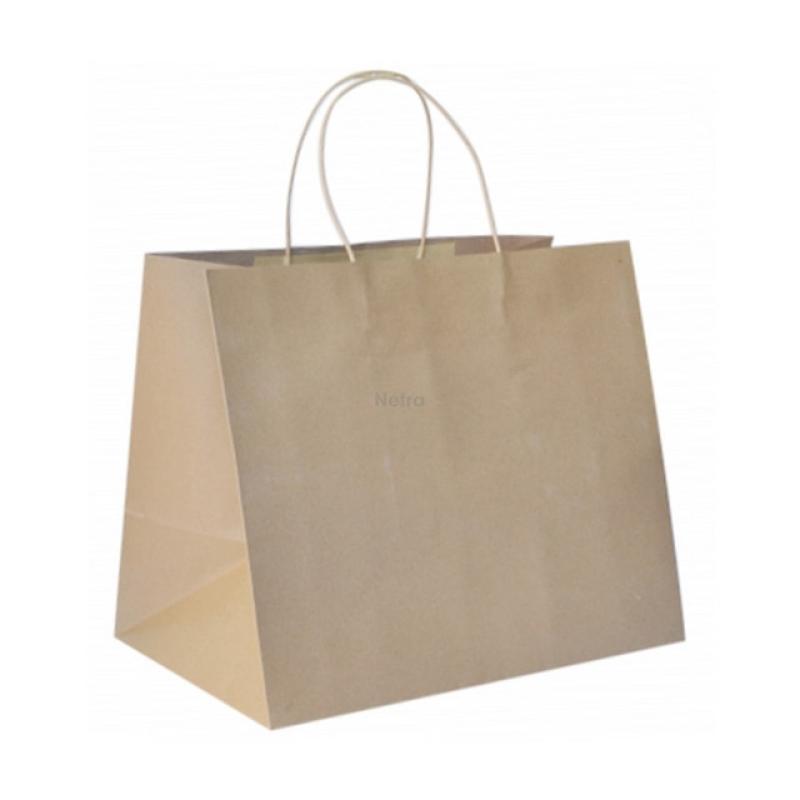 Carry Bag - BIOSERV - Brown Kraft Plain with BLACK Twist Handle - TAKEAWAY (LARGE) - 370x355+220mm - 150/CTN