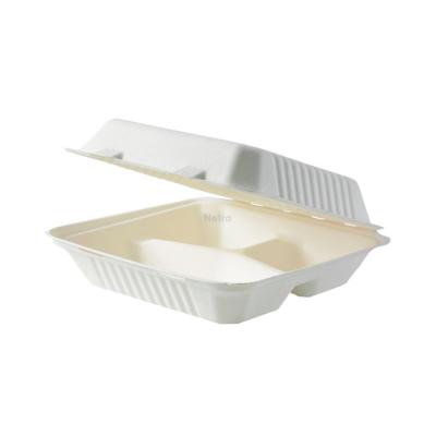 Clamshell (Sugarcane) - 9” - 3 Compartment [SW-09-3] - 229x229x76mm - BIOSERV - 200/CTN