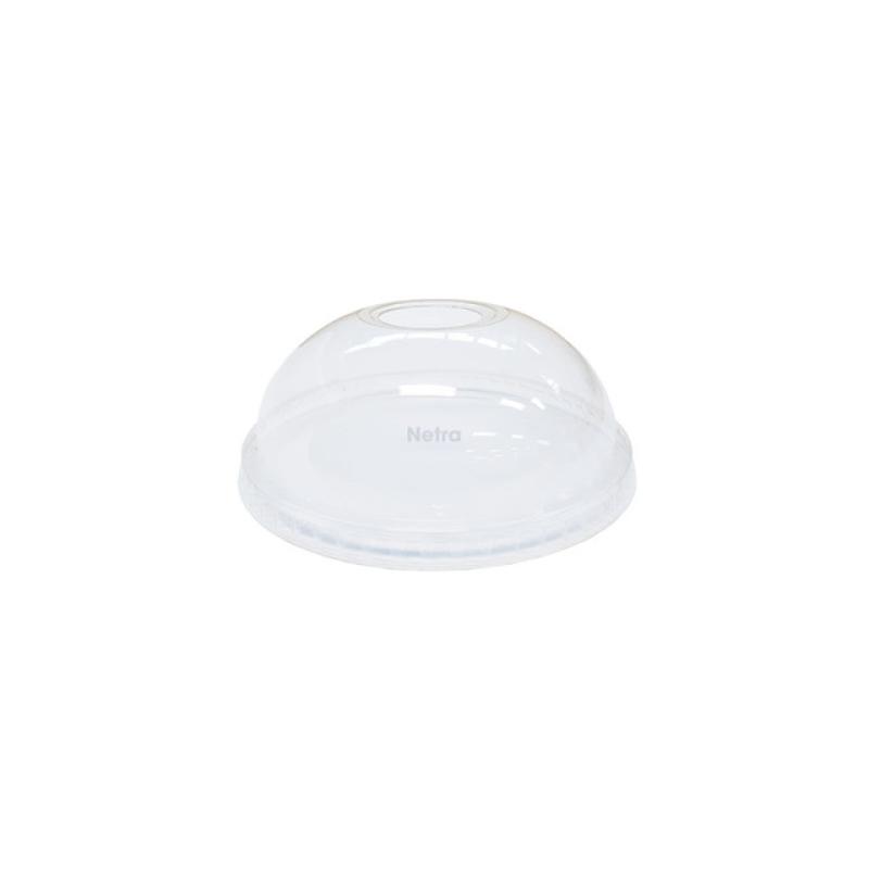 LID DOME (PET) - 92mm WITH HOLE - Clear BIOSERV / to suit 11, 12 & 16oz, 92mm PET Cold Cups - 1000/CTN