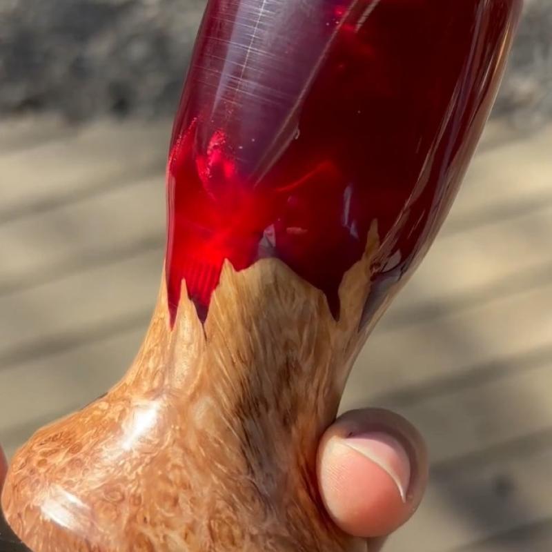 5 Star Pro - Flat - Unique Resin Burl Handle - Red