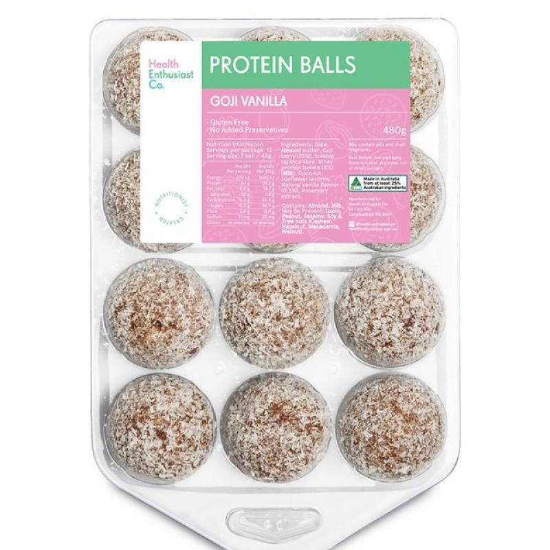 Goji Vanilla Protein Balls Unwrapped 12x40g